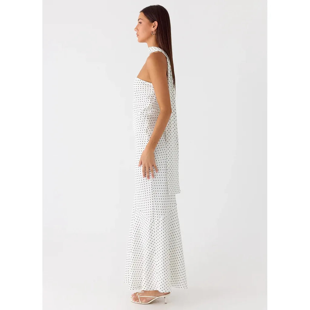 White Polka Dot Pagoda Maxi