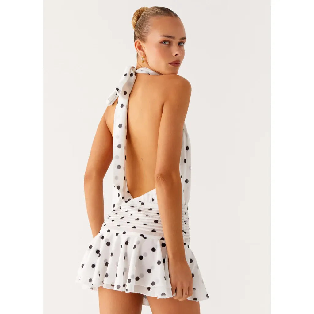 White Polka Dot Willow Chiffon Mini